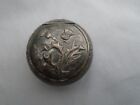 Victorian Silver Plate Pill/Snuff Box, Floral, Scroll Repousse w/Thistles