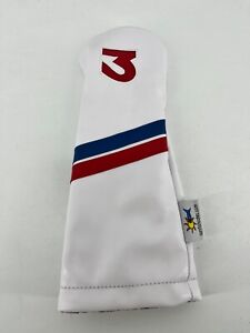 Sunfish Golf Fairway 3 Wood Headcover USA White Red Blue Dura Leather 060