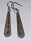 Vintage Sterling Dangle Southwestern Navajo Pierced Earrings Signed VJ