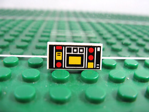 Vintage LEGO White Tile 1 x 2 w/Yellow Red Control 6981 6988 6833 6812 #3069bp68