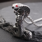 Men's Fashion Jewelry Gothic Silver Cobra Snake Pendant Necklace 1-94
