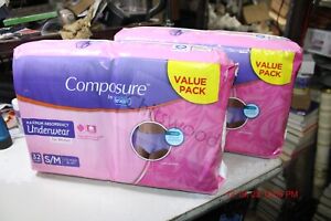 Rexall Composure Womens S/M Incontinence Underwear Brief 2 Pks 32 Count (64 tot)