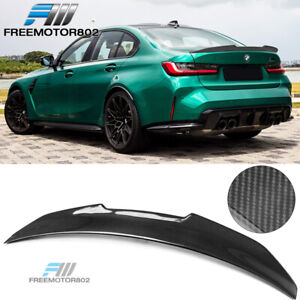Fits 21-24 BMW G80 M3 PSM Style Rear Trunk Spoiler Wing Real Carbon Fiber