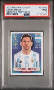 2022 Panini FIFA World Cup Qatar Sticker Gray Back Lionel Messi PSA 9 Argentina