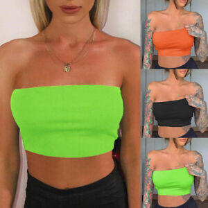 Women Tube Top Bra Seamless Bandeau Strapless Bralette Stretch Solid Crop Top US