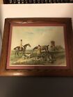 19th Century Hand Colored Lithograph Hunting Scene England Framed 24x20 Signed