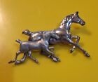 Sterling Silver Vintage Beau Running Horses Mare and Foal Broach Pin