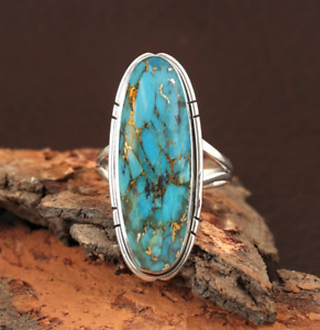 Blue Copper Turquoise Ring 925 Sterling Silver Stylish Gemstone All Size MO906