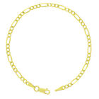 14K Yellow Gold 3.5mm-7mm Italian Figaro Chain Link Bracelet Mens Women 7