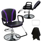 Reclining Hydraulic Barber Salon Chair Purple Beauty Spa Hair Styling Furniture