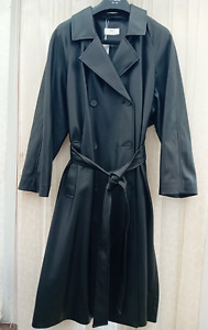 BNWT Black M & S faux leather double breasted belted trench style coat - size 20