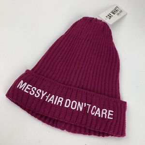 Messy Hair Don't Care Girls Skull Cap Hat Fitted One Size