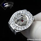 MEN's Stainless Steel ICY BLING Cubic Zirconia Silver Lion King Face Ring*R142