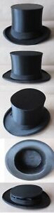 ANTIQUE OLD GERMAN MARKED SILK COLAPSIBLE OPERA TOP HAT GIBUS / SIZE 55 / 1920s