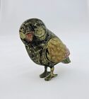 Vintage Original Cast Brass Owl Statue Handcrafted Hand Incised Color Owl Figure