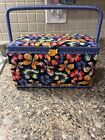 Cloth Padded Fabric Sewing Box Basket with Handle Pin Cushion And Tray 11.5x7x7
