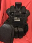 Black Tactical Vest Plate carrier w/ 2 Curved 10x12 Plates