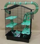 Rodent Cage XXL with Accessories Tunnel System Black/Turquoise Mouse Hamster