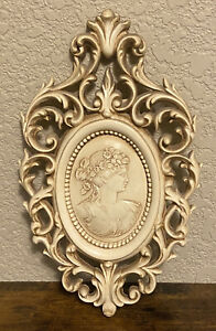 Vintage Burwood Product Co. Victorian Woman Cameo Wall Art Plaque Intricate