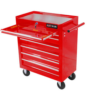 7 Drawers Rolling Tool Cart Storage Cabinet Toolbox Organizer w/ Wheels Red