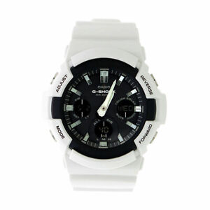 Casio G-Shock Men's Solar Ana-Digi Black Dial White Resin 53mm Watch GAS100B-7A