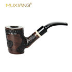 Poker Pipe Wooden Handmade Carved Tobacco Pipe 9mm Filter Bent Stem Smoking Pipe
