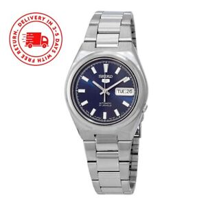 Seiko 5 Automatic Casual Blue Dial SNKC51J1 Men's Watch Silver Band Case 37 mm