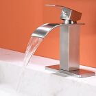Bathroom Sink Faucet Brushed Nickel Single Handle Waterfall Vanity Basin Mixer