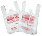 QTY 100 THANK YOU T-Shirt Bags 11.5x6.5x22 White Plastic LARGE GROCERY FREE GIFT