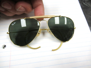 Ray Ban B&L USA 58mm Green Lenses Brow Bar Aviator Sunglasses & Case Excellent!
