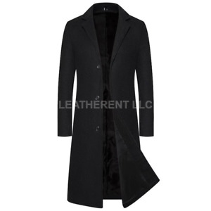 Mens Winter Warm Formal Trench Coat Long Smart Work Tops Outwear Overcoat