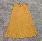 NEW Exlura Womens Pleated Yellow/White Polka Dot Midi Skirt w/ Pockets Sz S