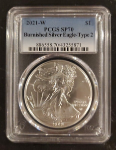 New Listing2021 W T-2 PCGS BURNISHED SP70 SILVER EAGLE CLASSIC BLUE LABEL EAGLE LANDING $1