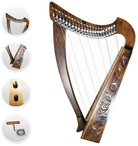 22 Strings Levers Harp Celtic Solid Rosewood Hand Made natural with FREE Bag