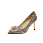 New Women's Wedding Shoes with Sparkling Pearl Fine Sparkling Pointed High Heels
