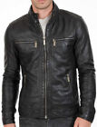 Café Racer Black Biker Leather Jacket Soft Sheepskin Leather stylish Jacket New