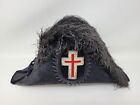 Black Freemason Masonic Knights Templar Feathered Chapeau Hat
