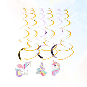 6 Pcs Unicorn Party Decorations Supplies Ornaments Color Bars
