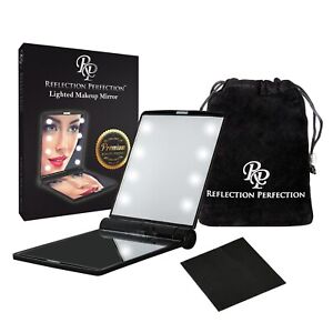 Lighted Compact Mirror for Travel Makeup – Folding Vanity w/ 8 Extra-Bright LEDs