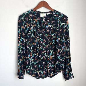 Anthropologie Maeve Avignon Black Floral Button Down Top Size Small
