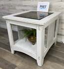 New ListingWhite End Table W/ Glass Top