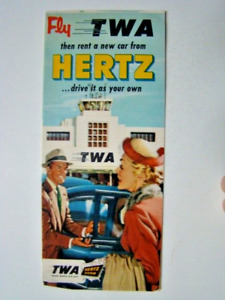 Hertz Car Rental & Fly TWA Trans World Airways Brochure 1950's