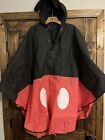 Mickey Mouse Disney World Rain Poncho Adult OS Black Red Yellow Packable W/Ears
