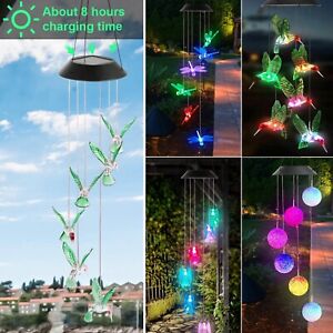 Solar Powered Wind Chimes 6 LEDs Lamp Colour Changing Hanging Light Decor Party