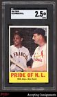 1963 Topps #138 Pride of NL Willie Mays, Stan Musial SGC 2.5 GOOD+