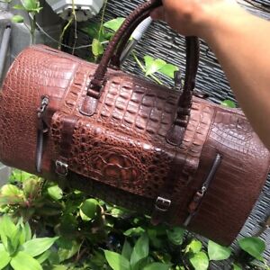 Real crocodile alligator leather skin Brown duffle bag,Travel Luggage, Sport bag
