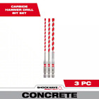 SHOCKWAVE Carbide Hammer Drill Bit Kit 3-Pcs For Concrete Stone Masonry Drilling