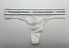 Victoria's Secret Panties NWT Size Large L Solid White Cotton VS Logo Thong NEW