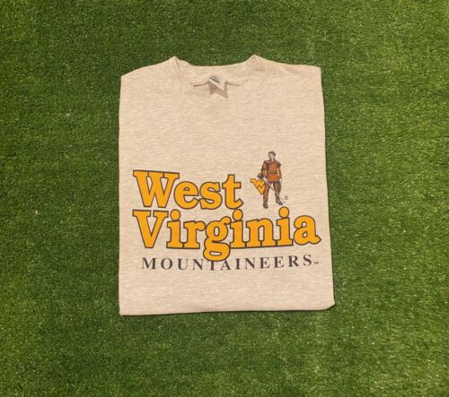 Vintage West Virgina Mountaineers shirt large gray mens 90s WVU adult football