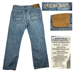 American Eagle Original Boot Cut Denim Blue Jeans Mens 34x32 (Actual 34x30)